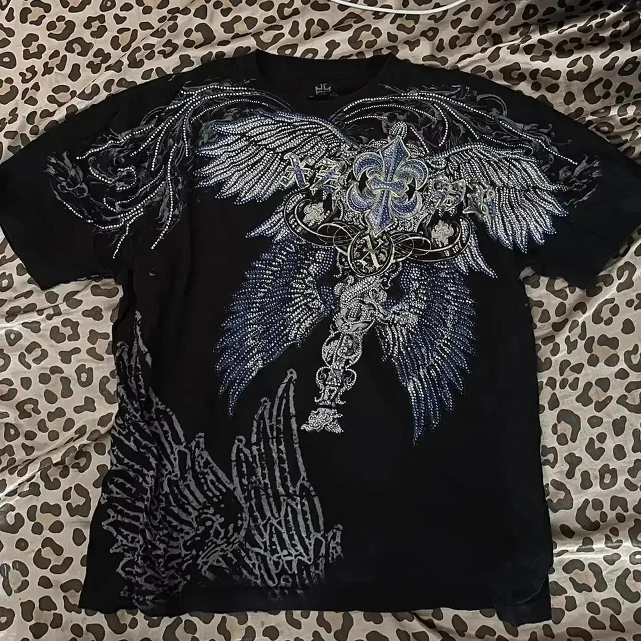 T-shirt rétro Xtreme Angel Wing pour hommes et femmes, jaune, manches courtes, Harajuku, mode améric