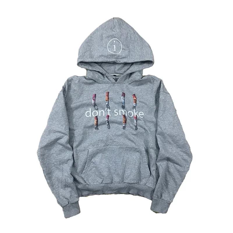 Y2K – sweat à capuche de sport gris pour hommes et femmes, pull rétro imprimé fumée, nouvelle mode V
