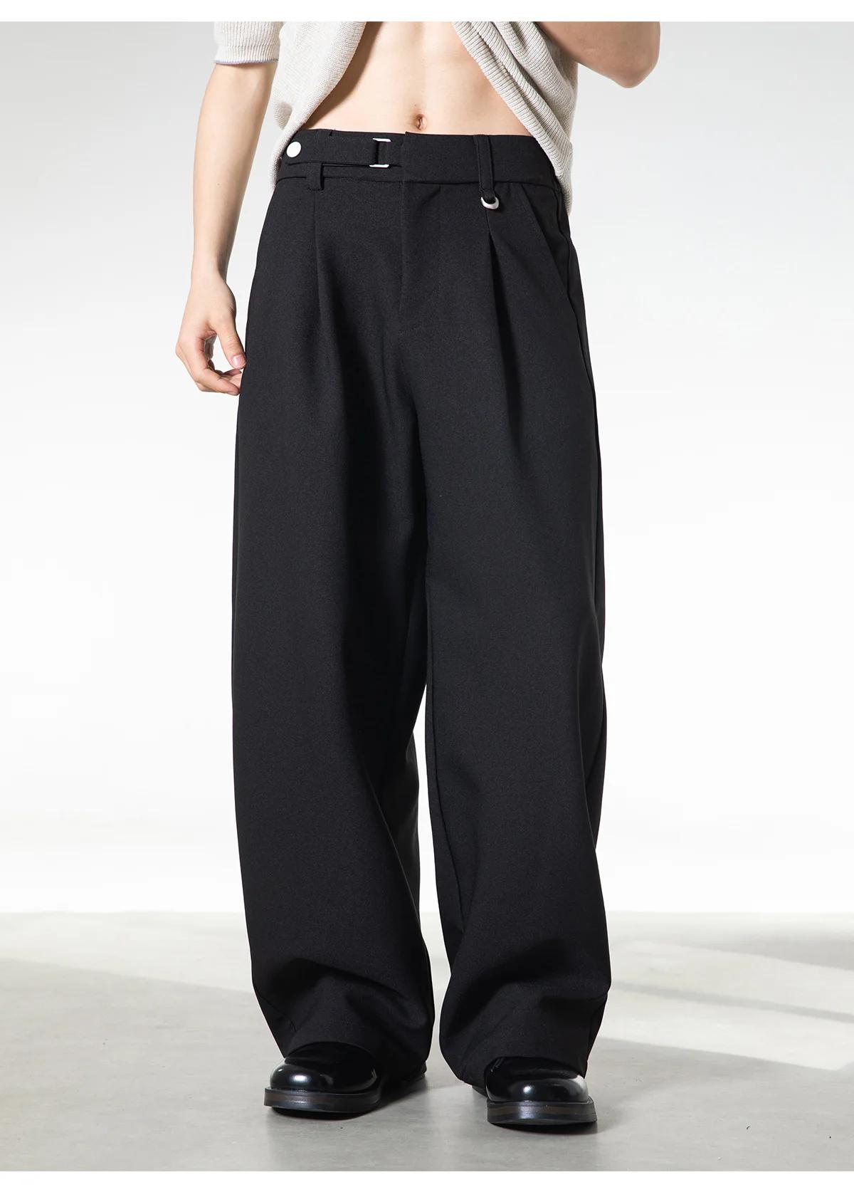 Pantalon drapé rétro pour hommes, taille réglable, décontracté, plissé, respirant, doux, jambe droit