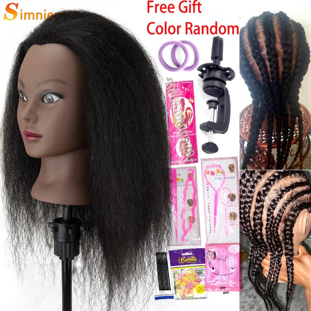 Têtes de Mannequin Afro pour tressage, poupées de cheveux, formation humaine réelle, modèle de coiff