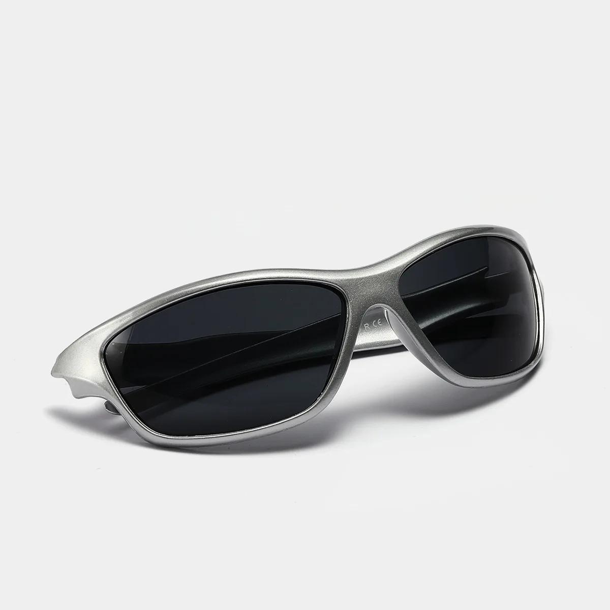 Lunettes de soleil argentées Y2K pour hommes et femmes, lunettes de soleil de sport de cyclisme en p