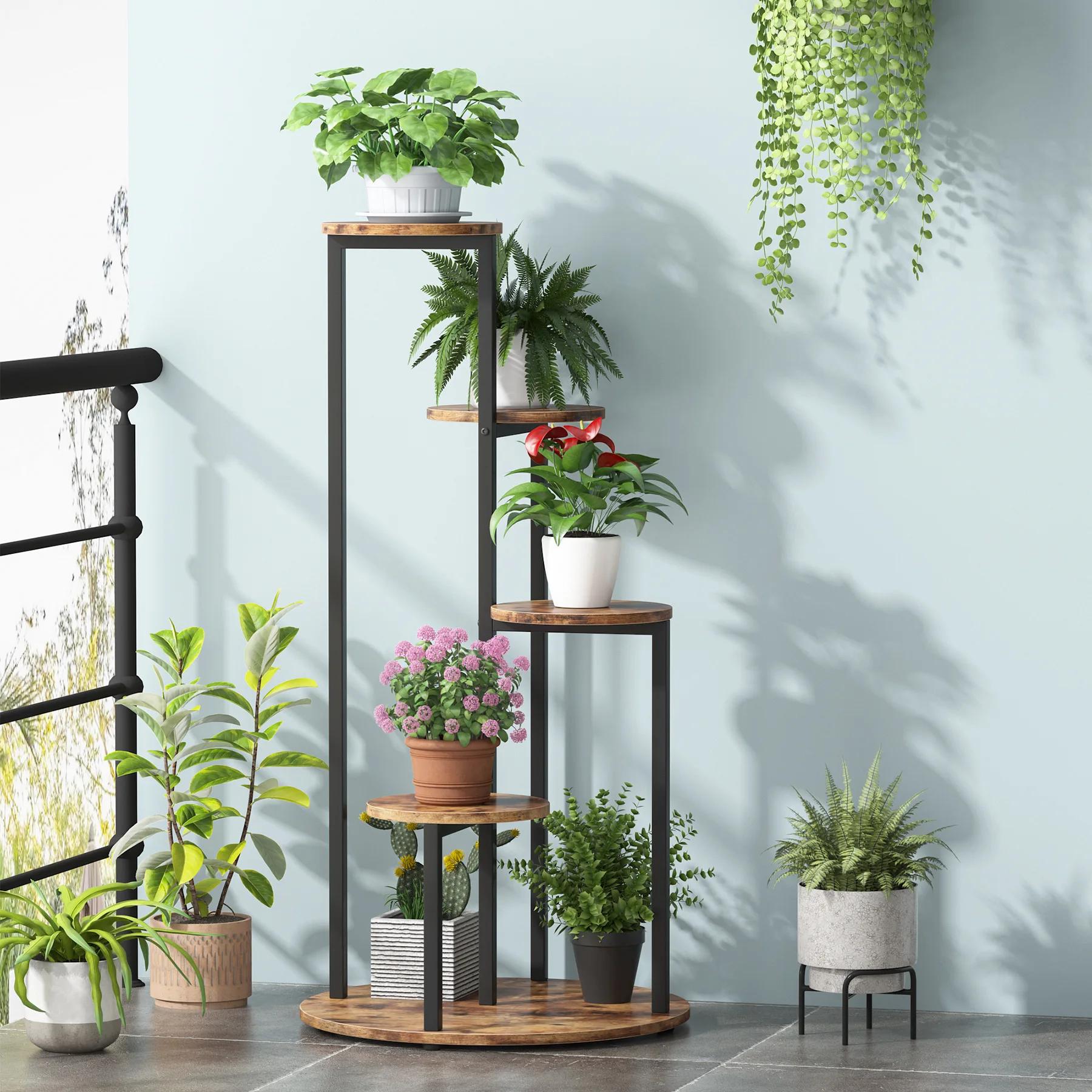 Tribesigns Support pour plantes d'angle d'intérieur, supports d'étagères pour plantes hautes à 4 niv
