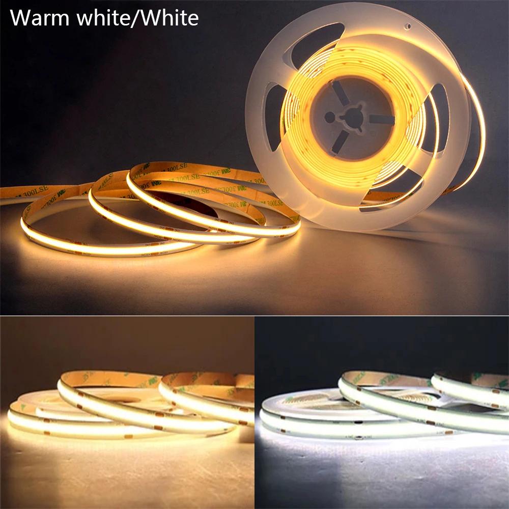 Bande lumineuse Led COB USB 5V, avec variateur à 3 touches, Diode Flexible, blanc chaud, pour chambr