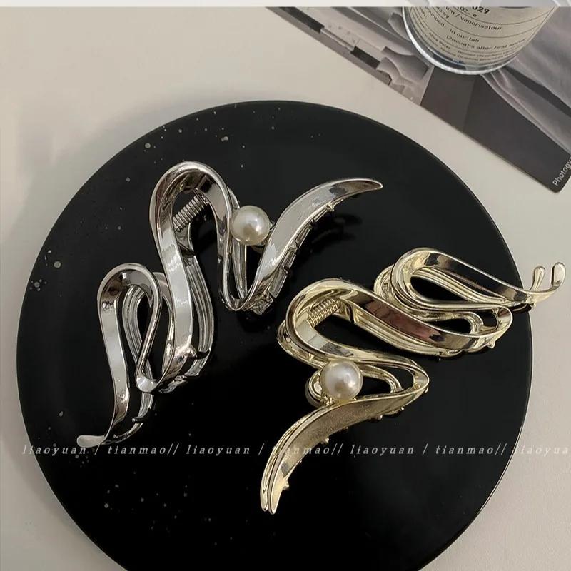 Pince à cheveux en métal punk pour optique, liquide, motif irrégulier, barrettes, accessoire antidér