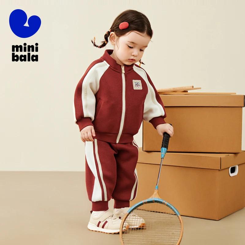 Ensemble deux pièces de style sportif vintage pour enfants, mini bala unisexe, manches longues, cari