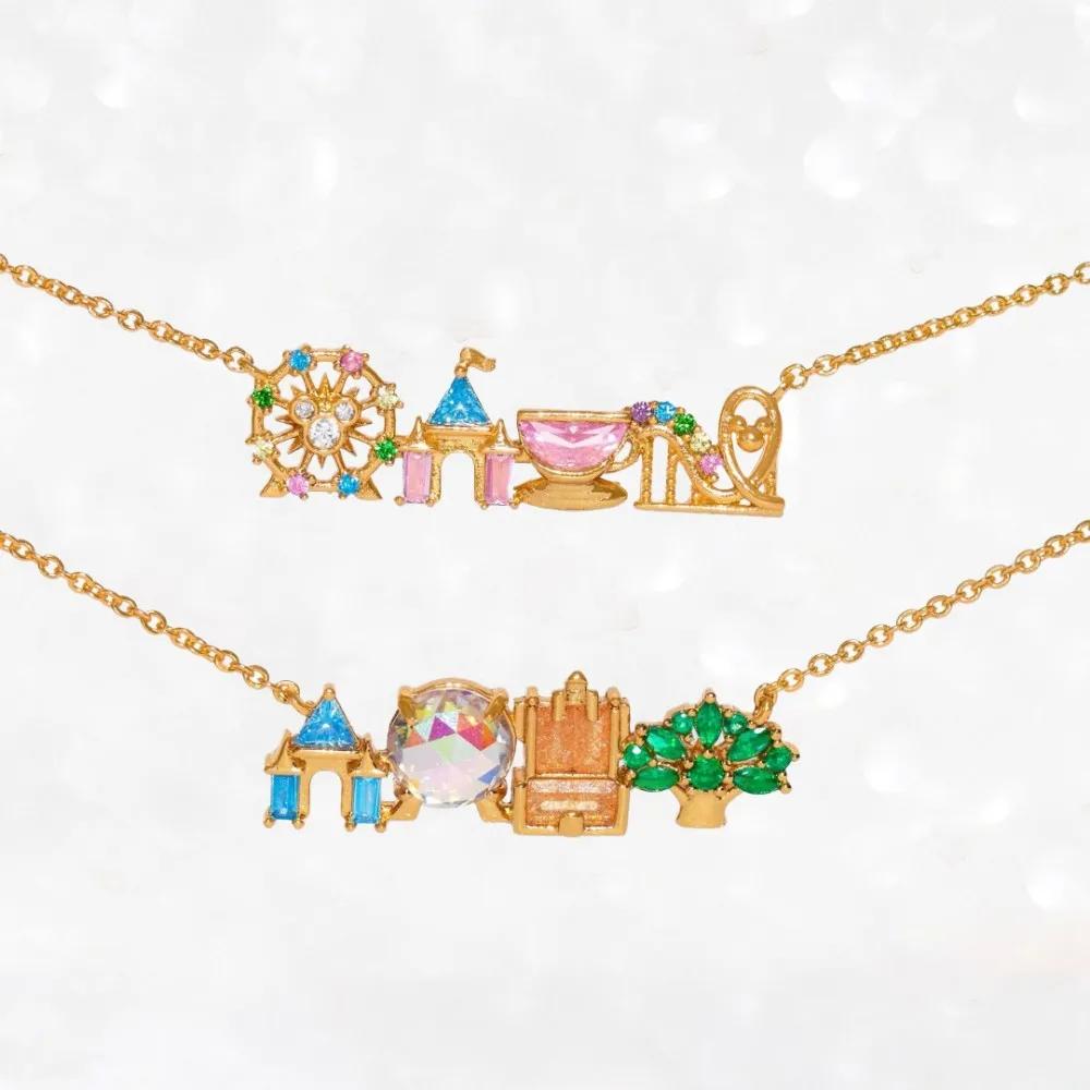 Collier Pendentif Parc d'Attractions Incrusté de Zircons Colorés Exquis, Design Mignon et Doux, Bijo