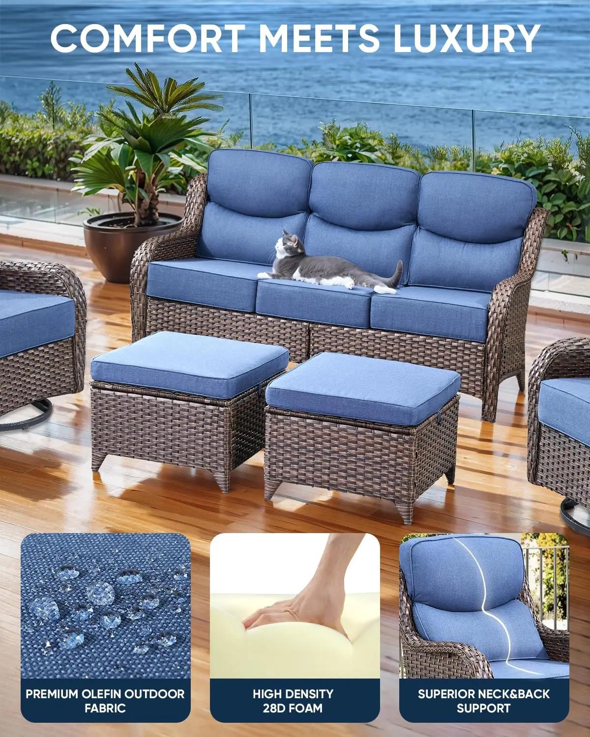 Ensemble de coussins de patio 24x24x6 po, 5 pièces, zippés, résistants à l'eau, pour chaise à bascul