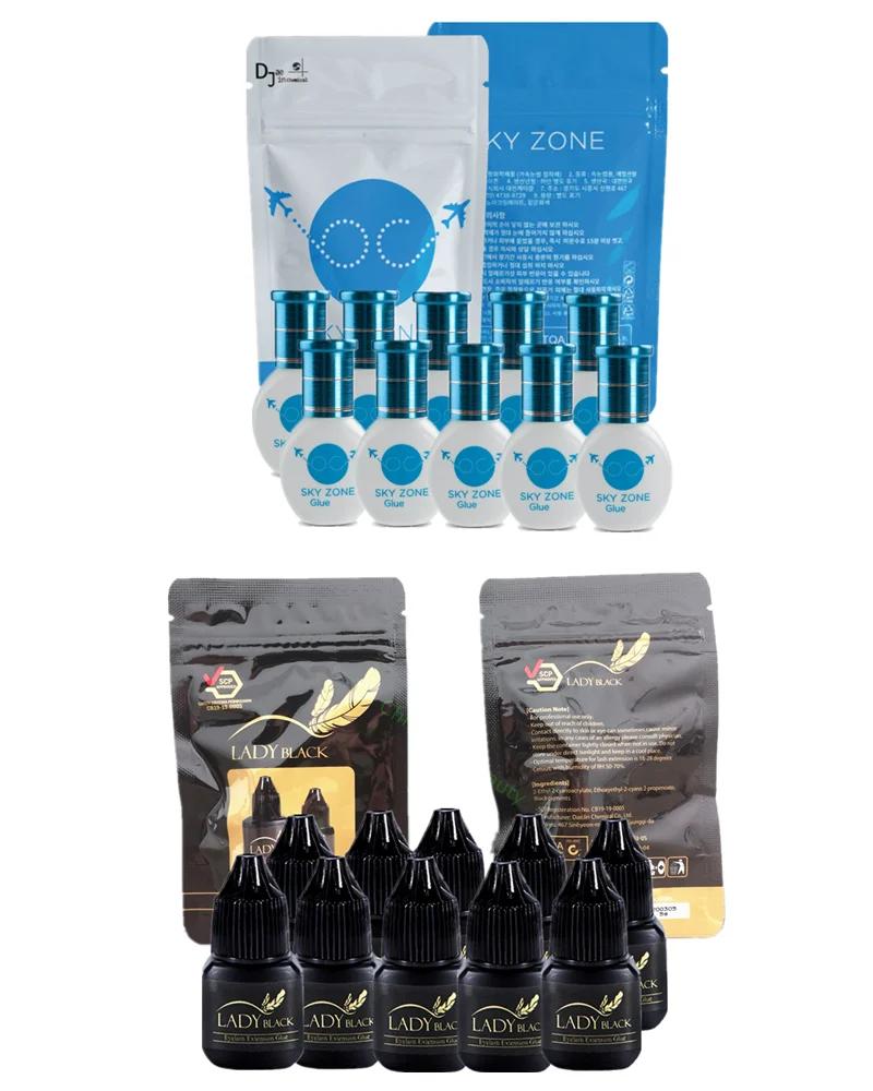 5/10 Bottles 5ml Lady Black Eyelash Extension Glue Sky Zone Strong Fast Drying False Eyelashes Glue 