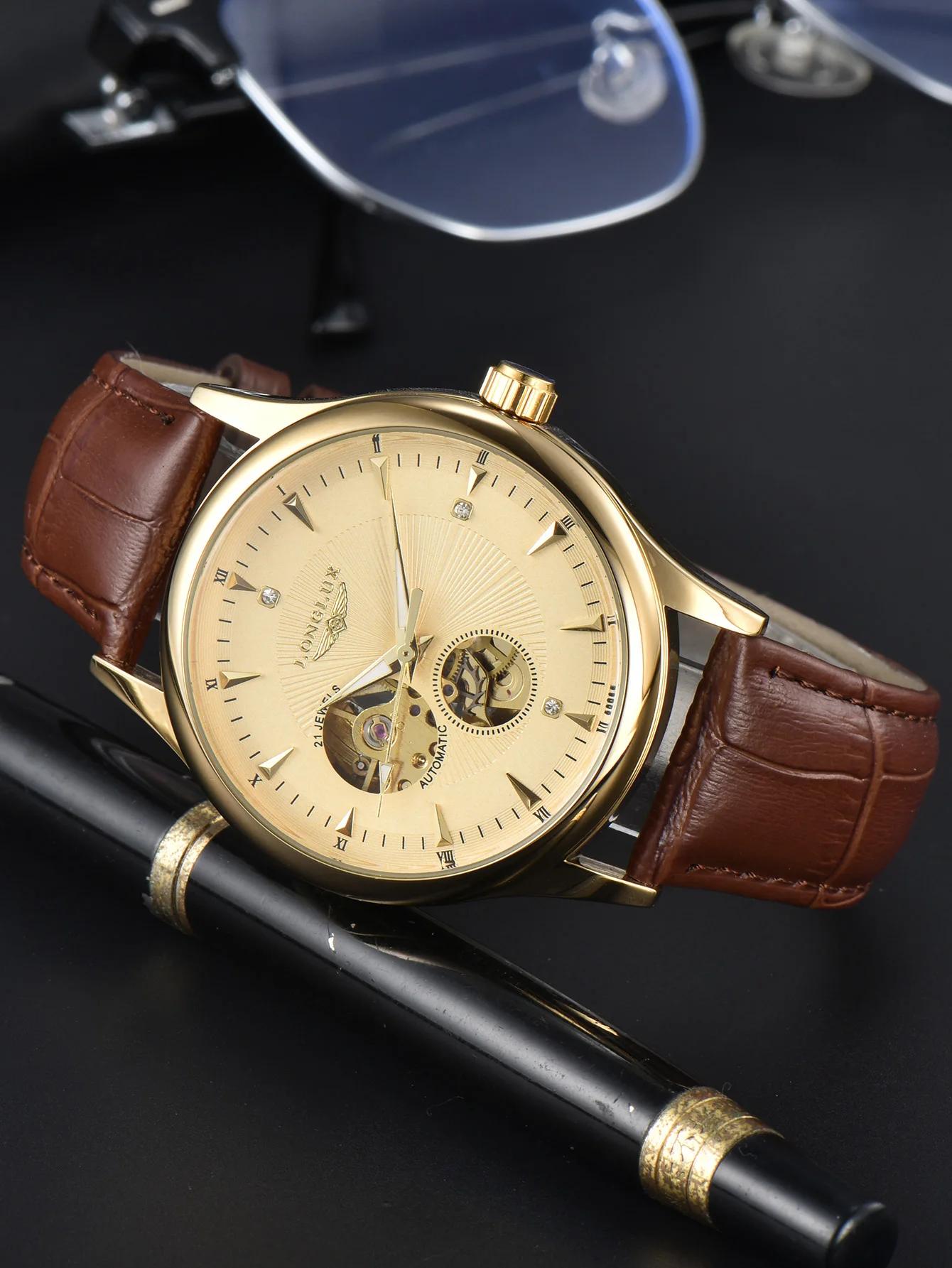 LONGLUX montre automatique style élégant en gros montres mécaniques squelette rome étanche montre po