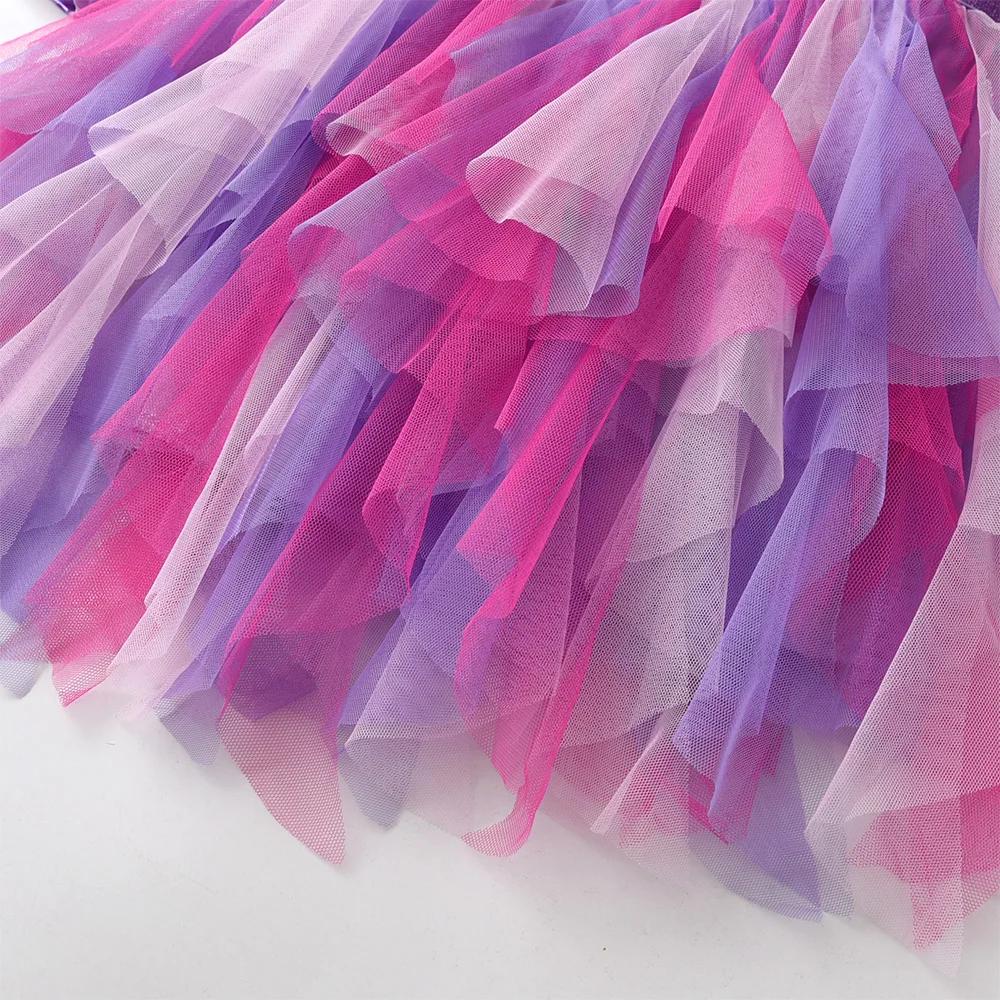 VIKITA-Robe Tutu à Manches sulfpour Fille, Tenue de Princesse, Irrégulière, en Tulle et Maille, Impr