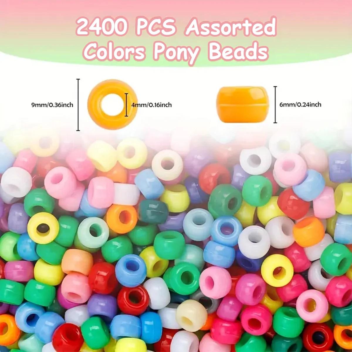 Kit d'artisanat de perles multicolores, perles de poney en plastique pour bijoux exécutifs, bracelet