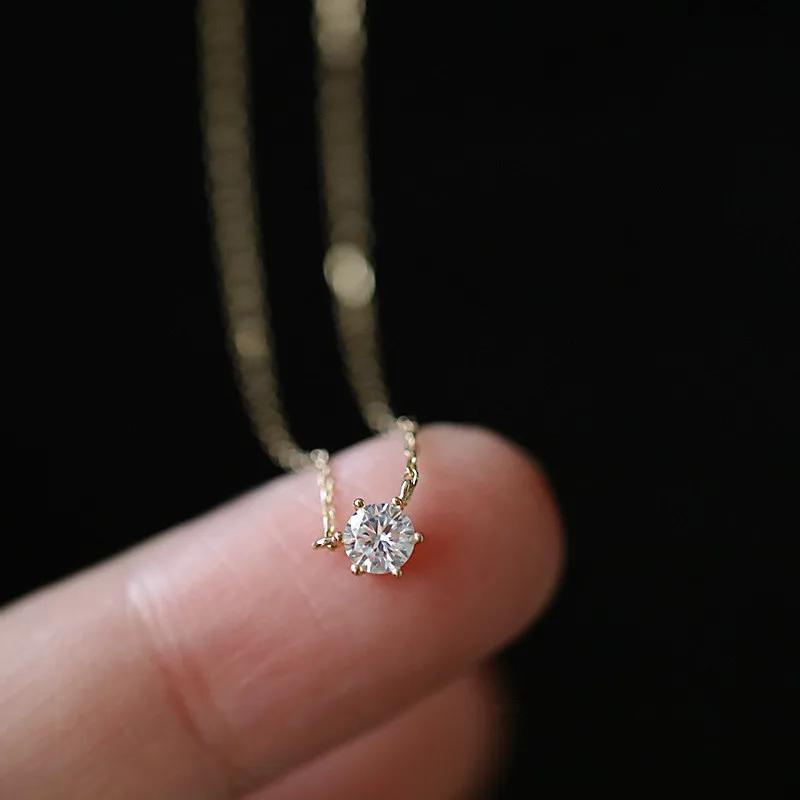 Collier en argent Sterling 925 plaqué or 14 carats, chaîne de clavicule polyvalente en Zircon scinti