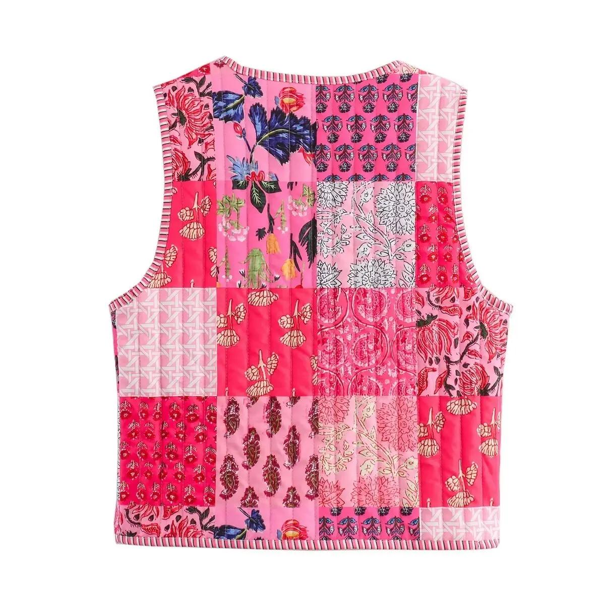 Gilet matelassé à lacets imprimé pour femme, Vintage, mode automne-hiver 2023, rétro, style national