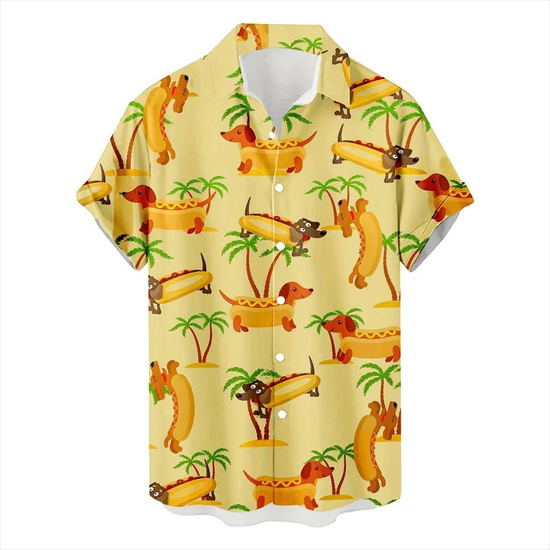 Mode chat chien chemise hawaïenne hommes 3d imprimé Animal cochon graphique chemises à manches court