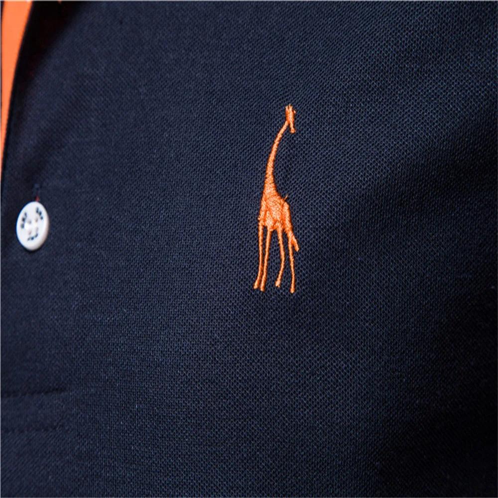 Polo Girafe à Manches Courtes pour Homme, Chemise Brodée de Qualité, Décontractée, Business, Social,