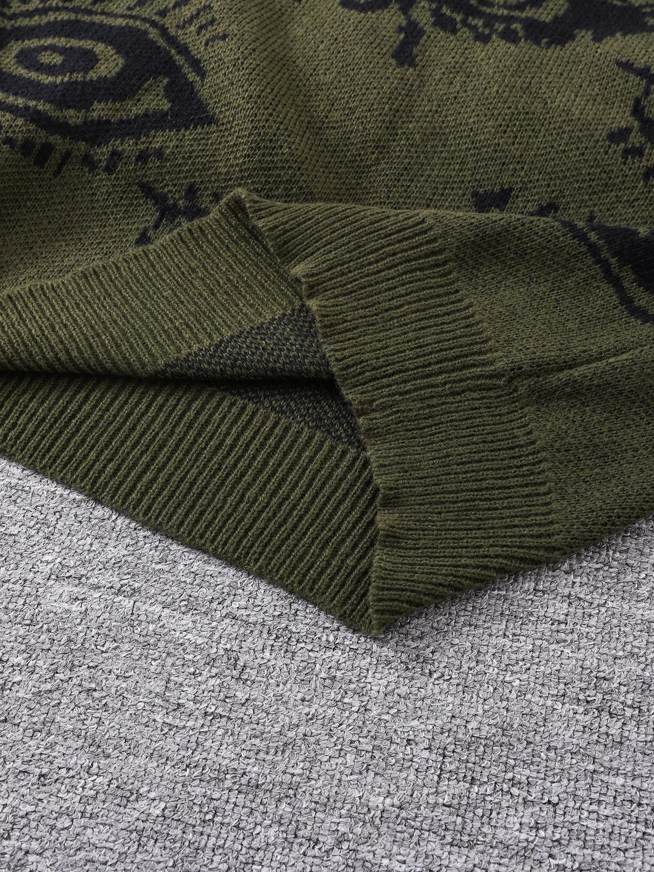 Nouveau populaire automne et hiver oeil abstrait motif Jacquard pull pull décontracté col rond trico