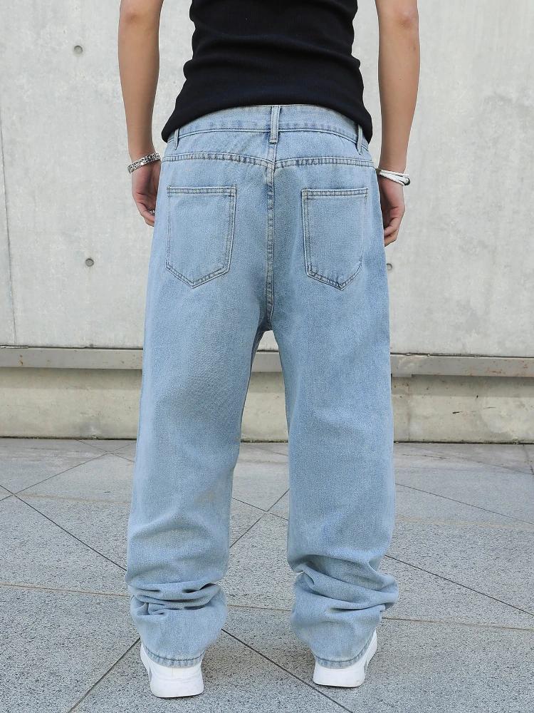 Jean Baggy à Jambes Larges pour Homme, Pantalon Surdimensionné, Droit, en Denim, Décontracté, Couleu