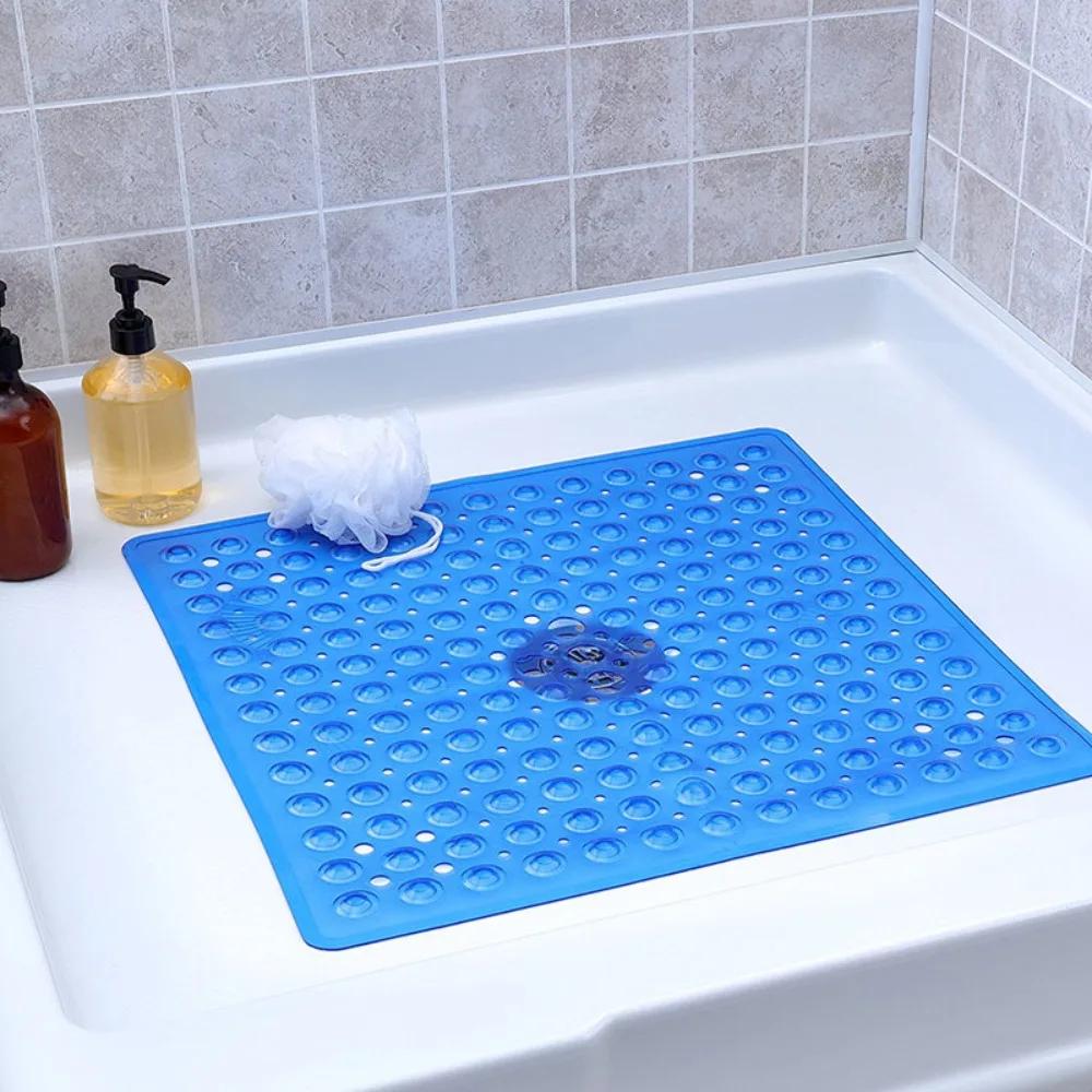 Tapis de douche antidérapant en PVC, 53x53cm, ventouse, tapis de bain carré, tapis de sol de douche,