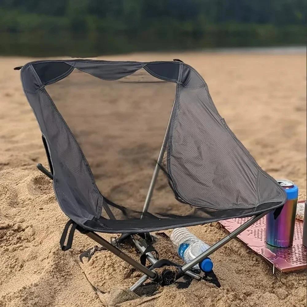 Chaise lunaire pliante Portable ultralégère, siège en filet en Nylon, chaise de plage, Camping d'été