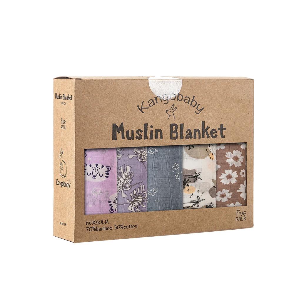 Pack 5 pièces bavoir bébé bambou coton mousseline - Tissu antibactérien rot nouveau-né doux