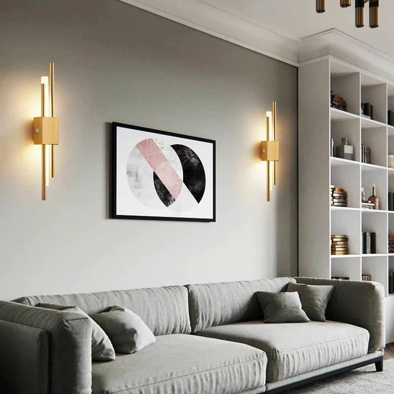 Applique Murale LED Moderne en Laiton, Noir et Bronze, Métal localité, Tuyau Acrylique, pour Salon, 