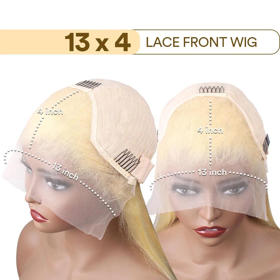 Perruque Lace Front Wig sans colle naturelle, cheveux lisses, blond 613, 13x4 HD, 30 pouces, 613