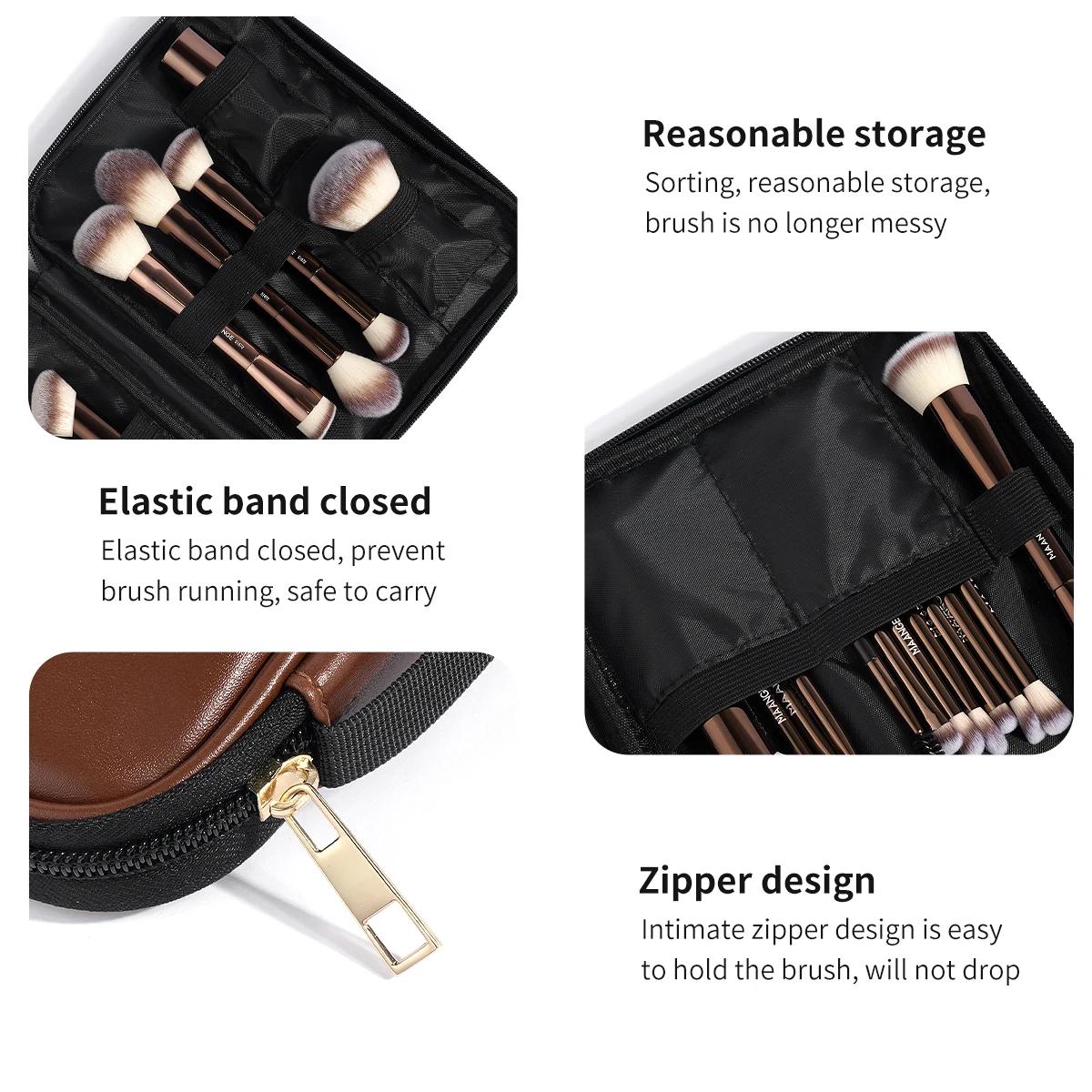 MAANGE 20 pièces pinceaux de maquillage professionnels + sac de rangement double extrémité fond de t