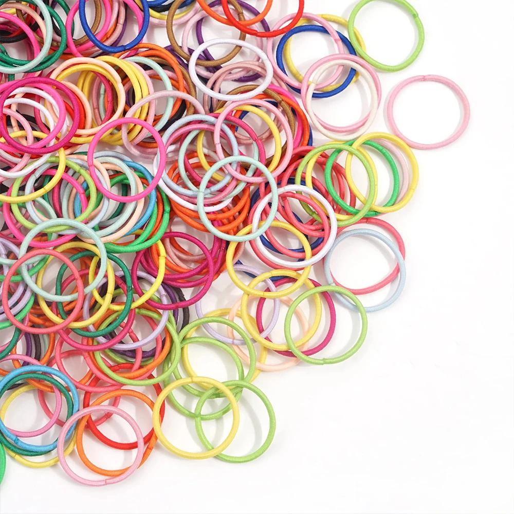 200 pièces enfants élastique élastique filles bandes de cheveux enfants couleur bonbon élastique pou