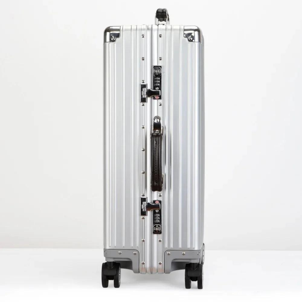 Valise rétro en alliage d'aluminium et de magnésium, bagage roulant de haute qualité, boîtier de cha