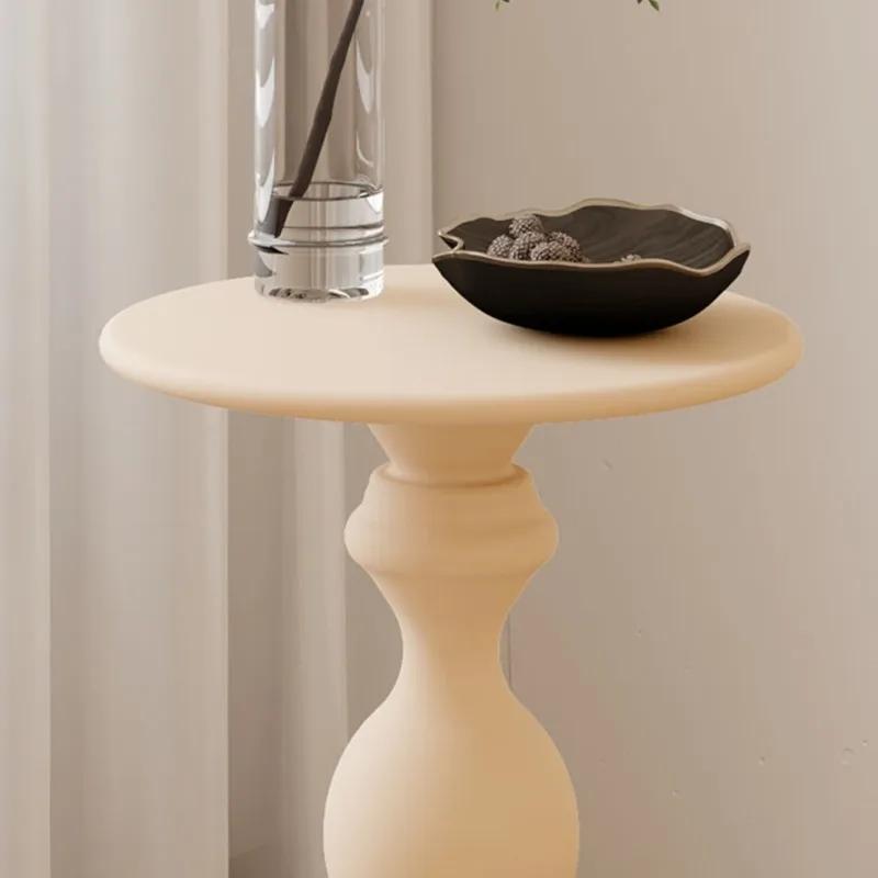 Table d'appoint ronde pour canapé, style crème, étagères en fer, petite table basse, mini chevet, cé