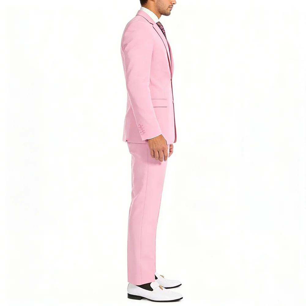 Costume de Mariage Rose Luxe pour Homme 2026 – Ensemble 2 Pièces Haut de Gamme Slim Fit (Veste et Pa