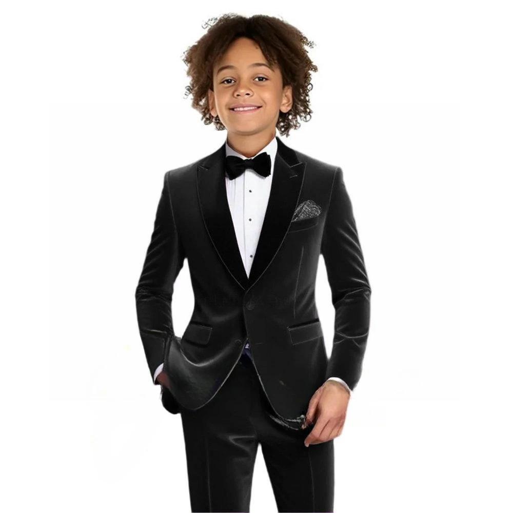 Ensemble de costume en velours multicolore pour garçons, 2 pièces, veste et pantalon, coupe cintrée,