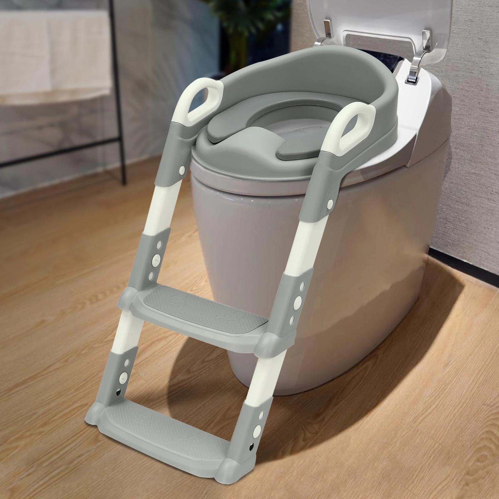 Siège de toilette pour enfant avec escalier - 6 niveaux de hauteur réglables, design antidérapant et