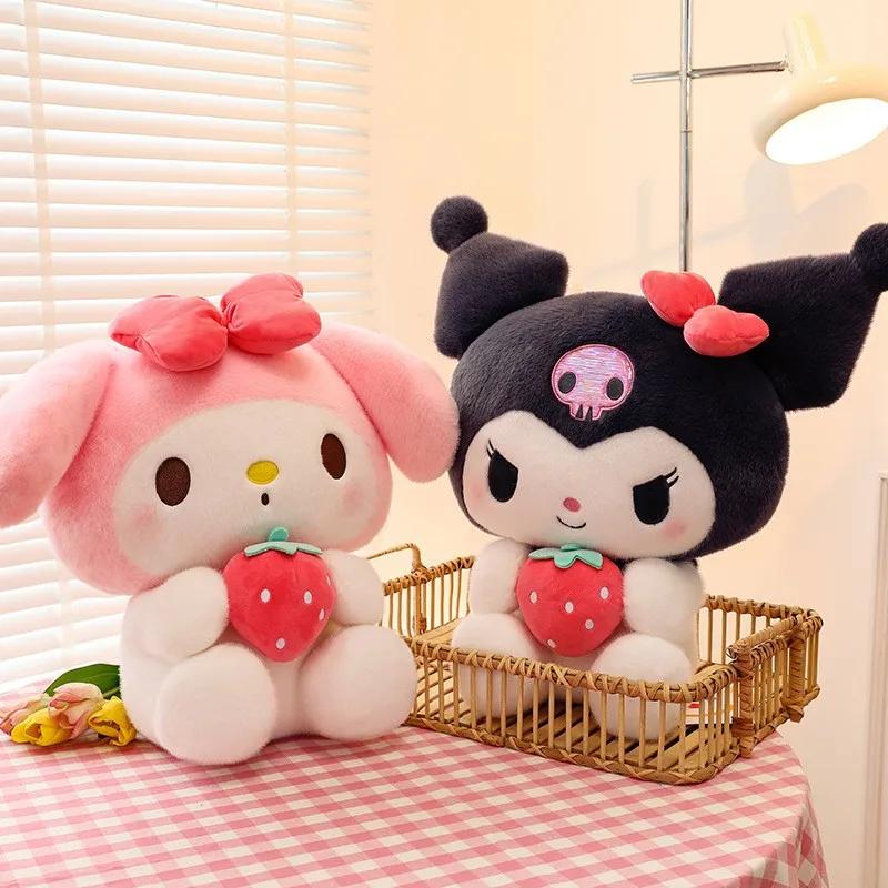 25 cm Sanrio fraise Kuromi oreiller en peluche jouet doux en peluche fraise mélodie Figure poupée ca