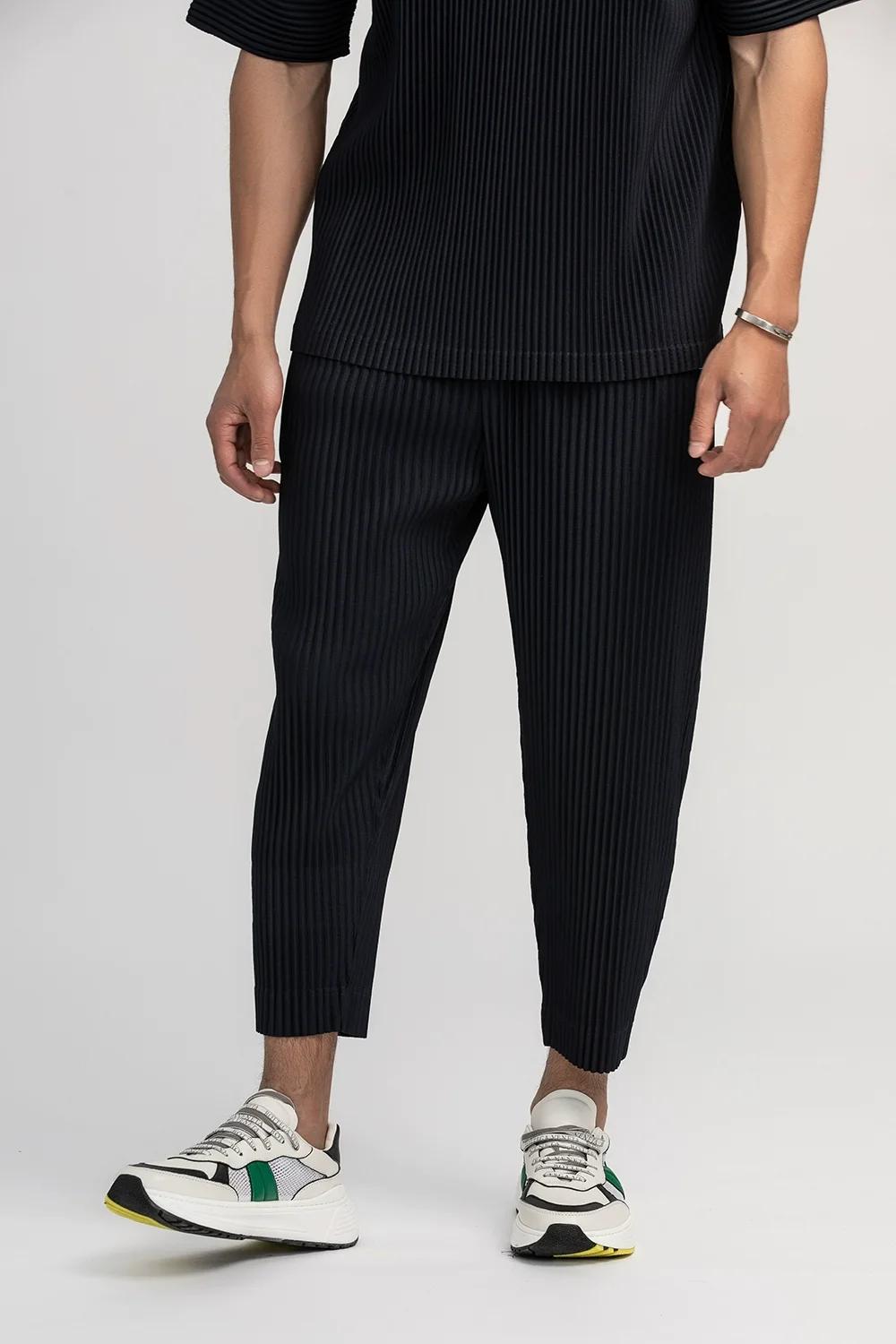 Miyake pantalon plissé solide pantalon conique pantalon crayon quatre saisons bas décontracté japona