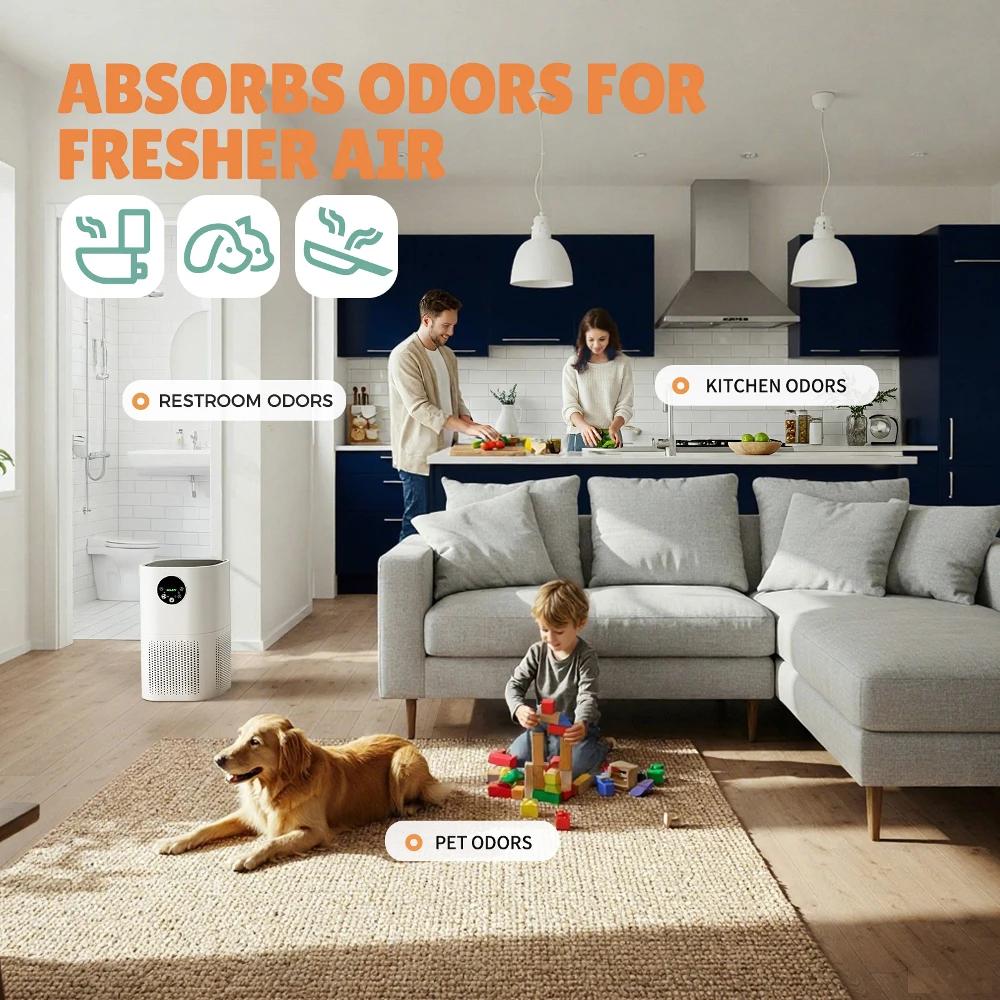 Purificateur d'air ROUNY, appareils ménagers désodorisants d'air, réglage à 4 vitesses avec équipeme