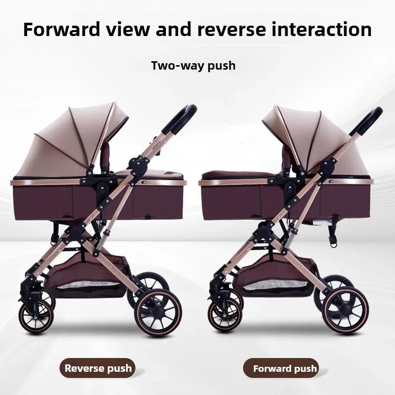 Poussette bébé 3 en 1 à grande vue avec siège auto pliable, dossier réglable, poussette bébé Portabl
