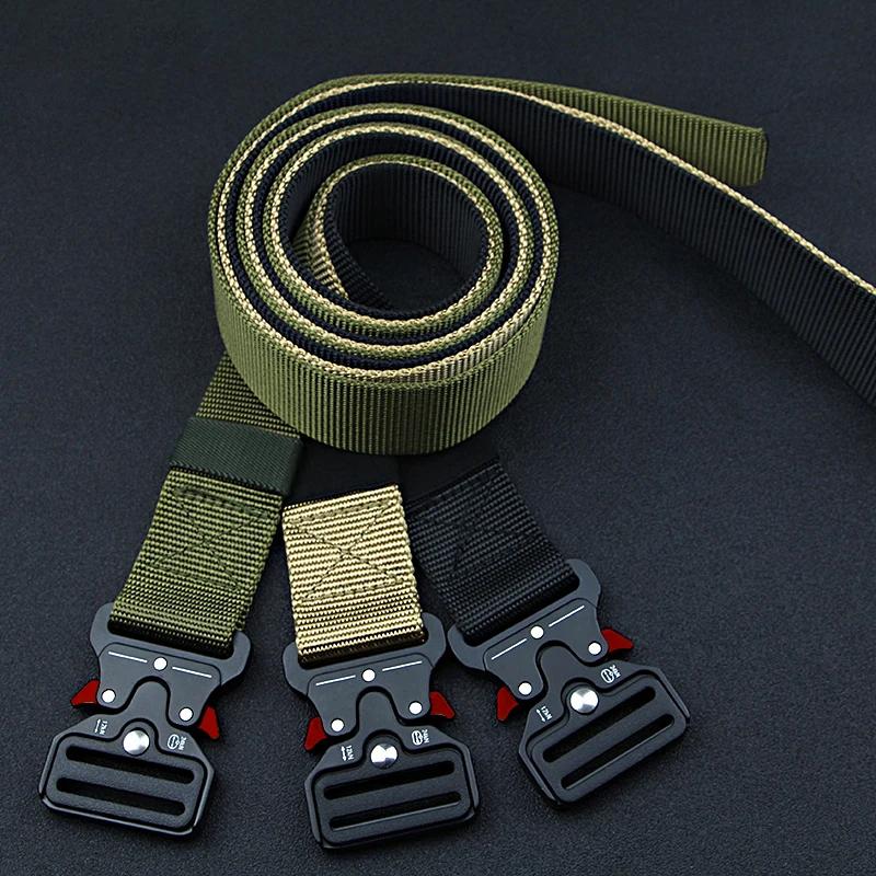 Ceinture tactique 1 pièce pour hommes ; ceinture à boucle à dégagement rapide pour sports de plein a