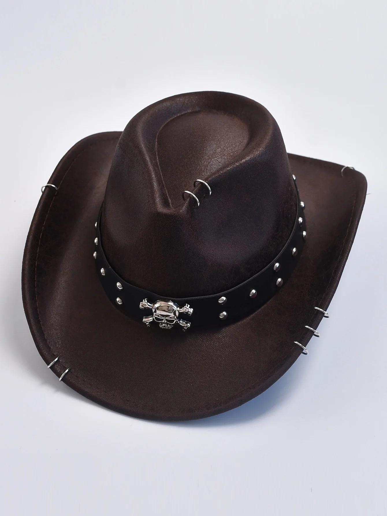 Chapeau de Cowboy occidental Vintage en Faux cuir pour hommes, chapeaux de Jazz pour hommes, chapeau