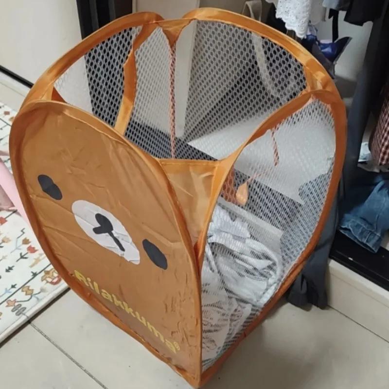 Japonais Rilakkuma maille pliant grande capacité panier à linge dessin animé portable cadre de range