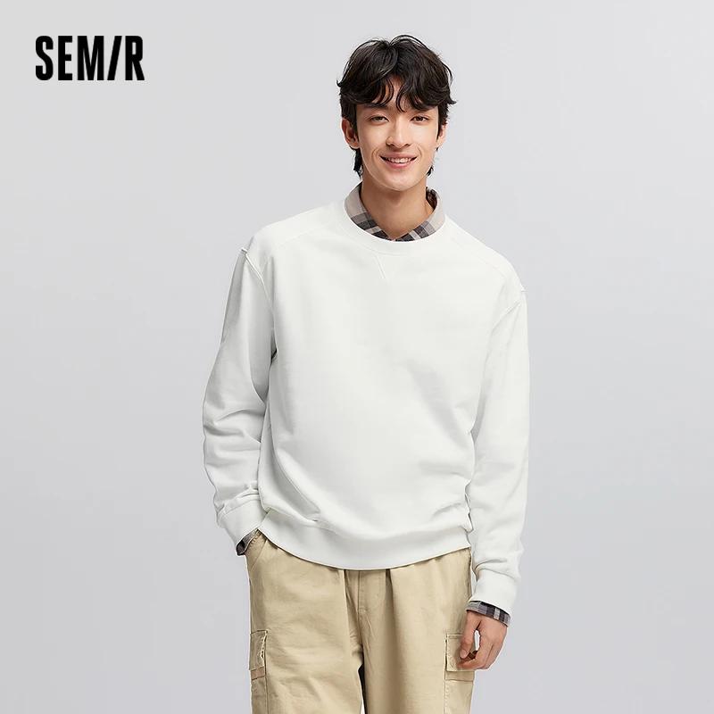 SEMIR-Pull à Manches sulfet Col Rond pour Homme, Vêtement Simple et Polyvalent, Décontracté, Couleur