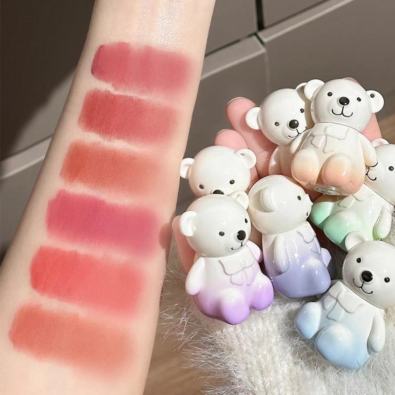 ART VALUE Ensemble de maquillage ours mignon comprenant 6 * rouge à lèvres liquide mat, 2 * ornement