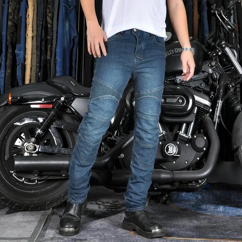 Pantalon en jean de moto pour hommes, antidérapant, résistant à l'abrasion, tous temps, ajustement c