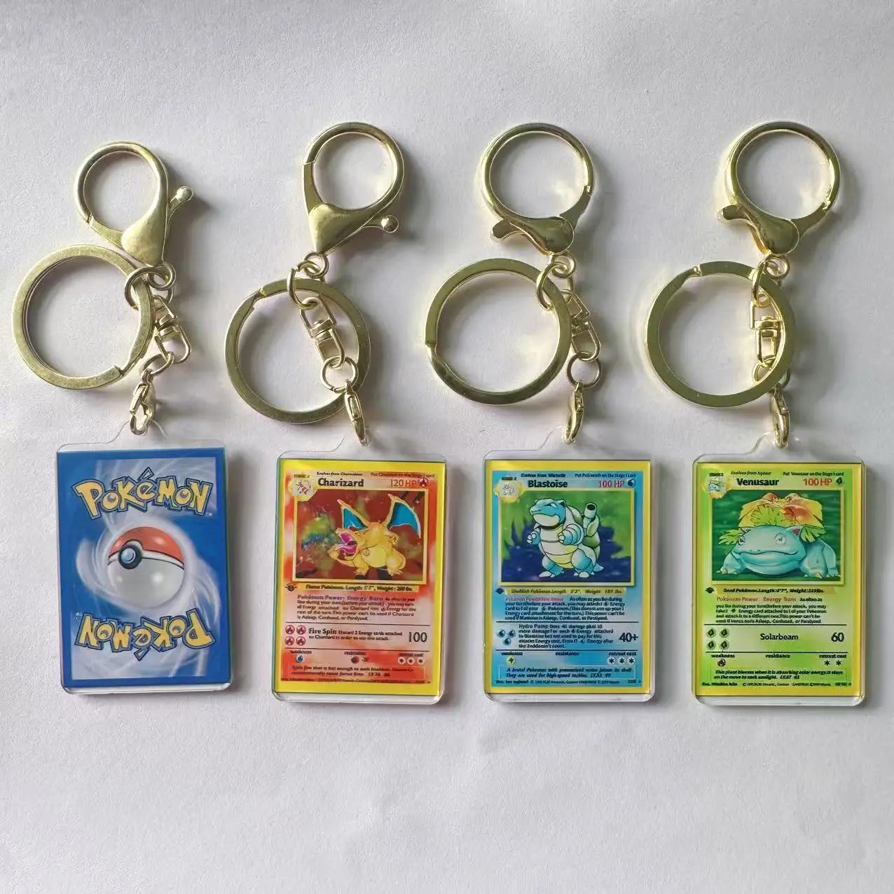 Pokemon Anime petite carte porte-clés Charizard porte-clés Blastoise Venusaur Mewtwo bricolage acryl