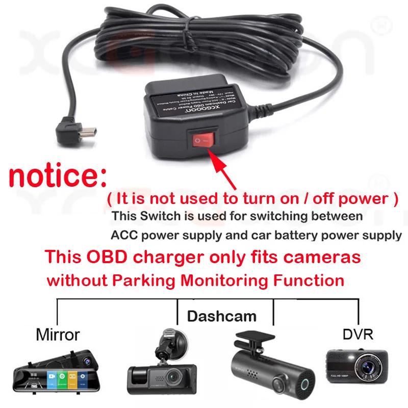 24 heures Mini Mico Ports USB 5V 3A câble de Charge de voiture cordon dur OBD 3.5 mètres avec interr