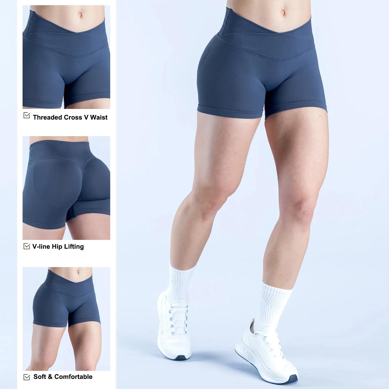 Short de sport WAREBALL pour femme, sans couture, avec taille croisée, pour fitness, entraînement, c