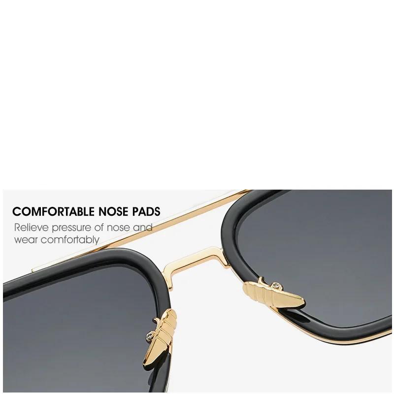 Lunettes de soleil mode cadre carré Tony Stark Style femmes lunettes de soleil hommes carré marque D