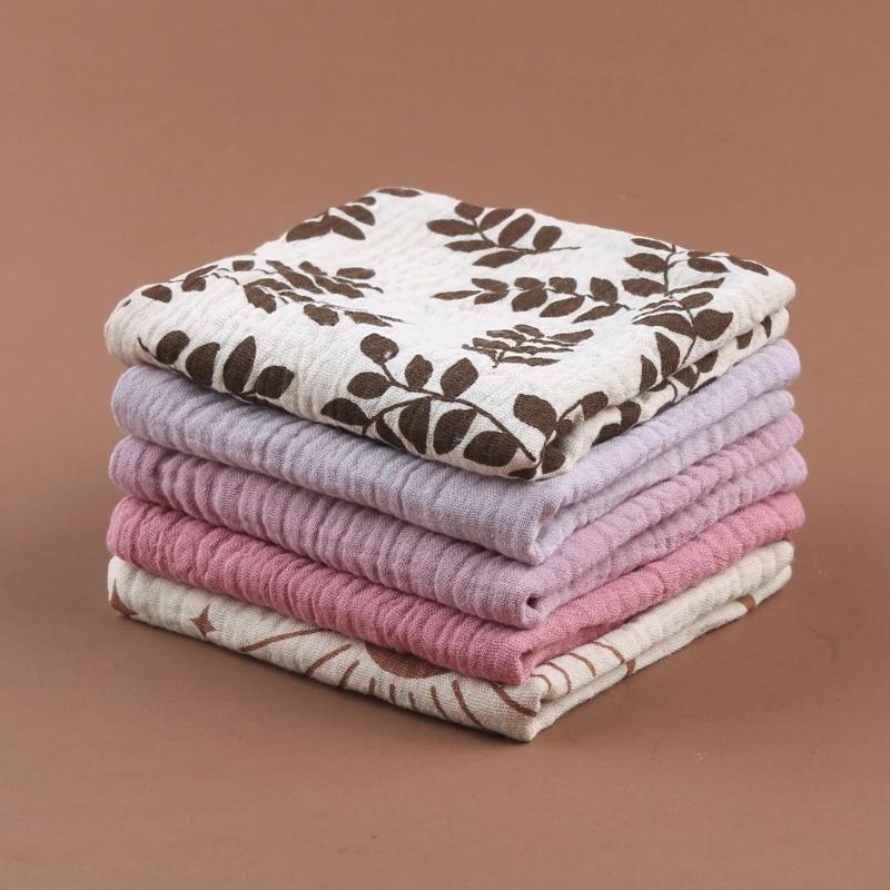 Serviettes en coton gaze douce et absorbante pour bébé, 5 pièces, lingettes pour le visage, mouchoir