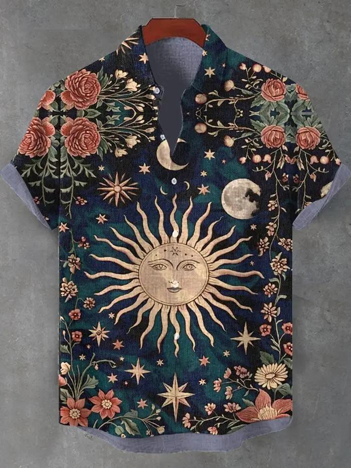 2025 Vintage Style africain hommes rétro ethnique Tribal à manches courtes dessus de chemise mode dé