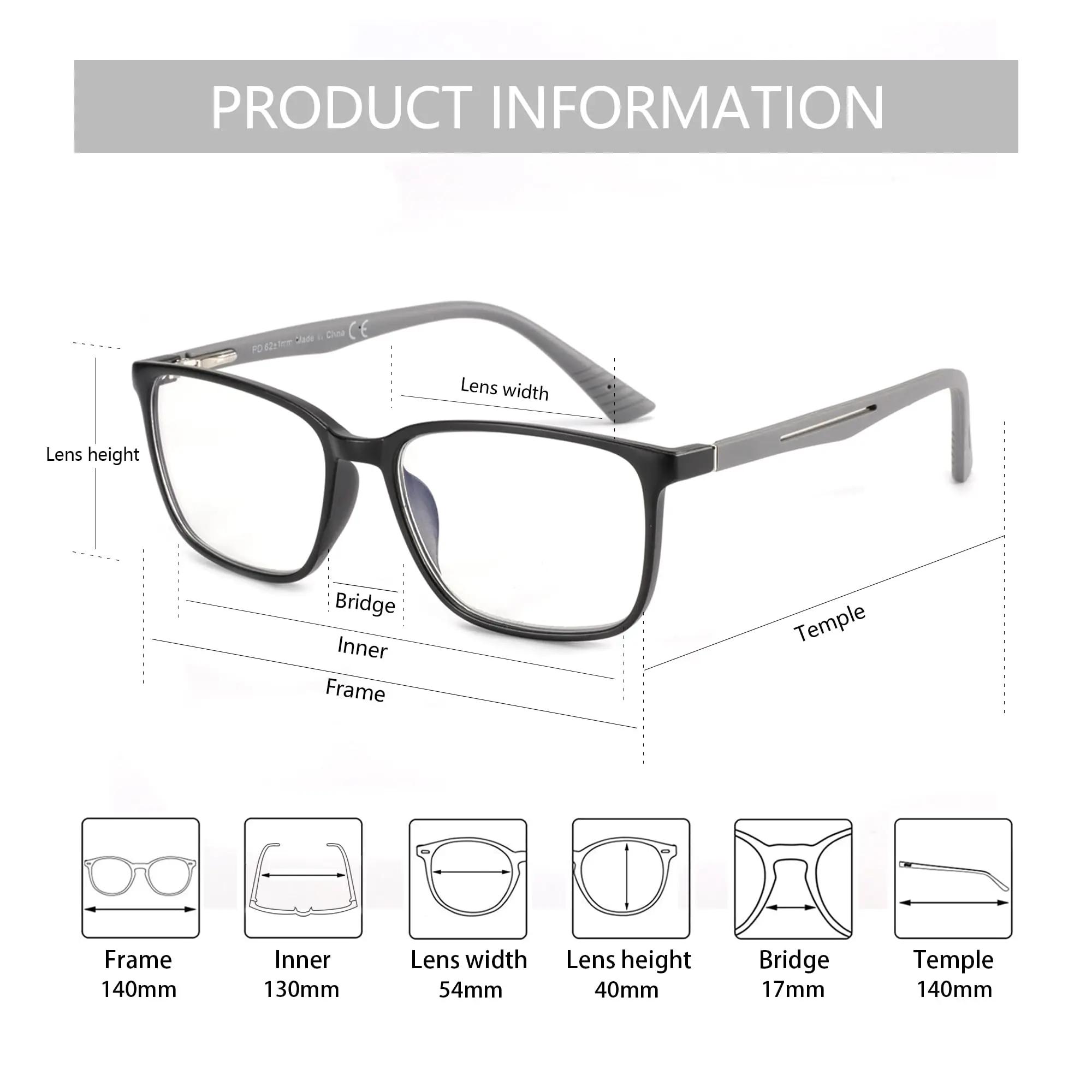 ZENOTTIC Deux ensembles de lunettes de lecture à lumière bleue pour hommes, lecteurs de monture carr